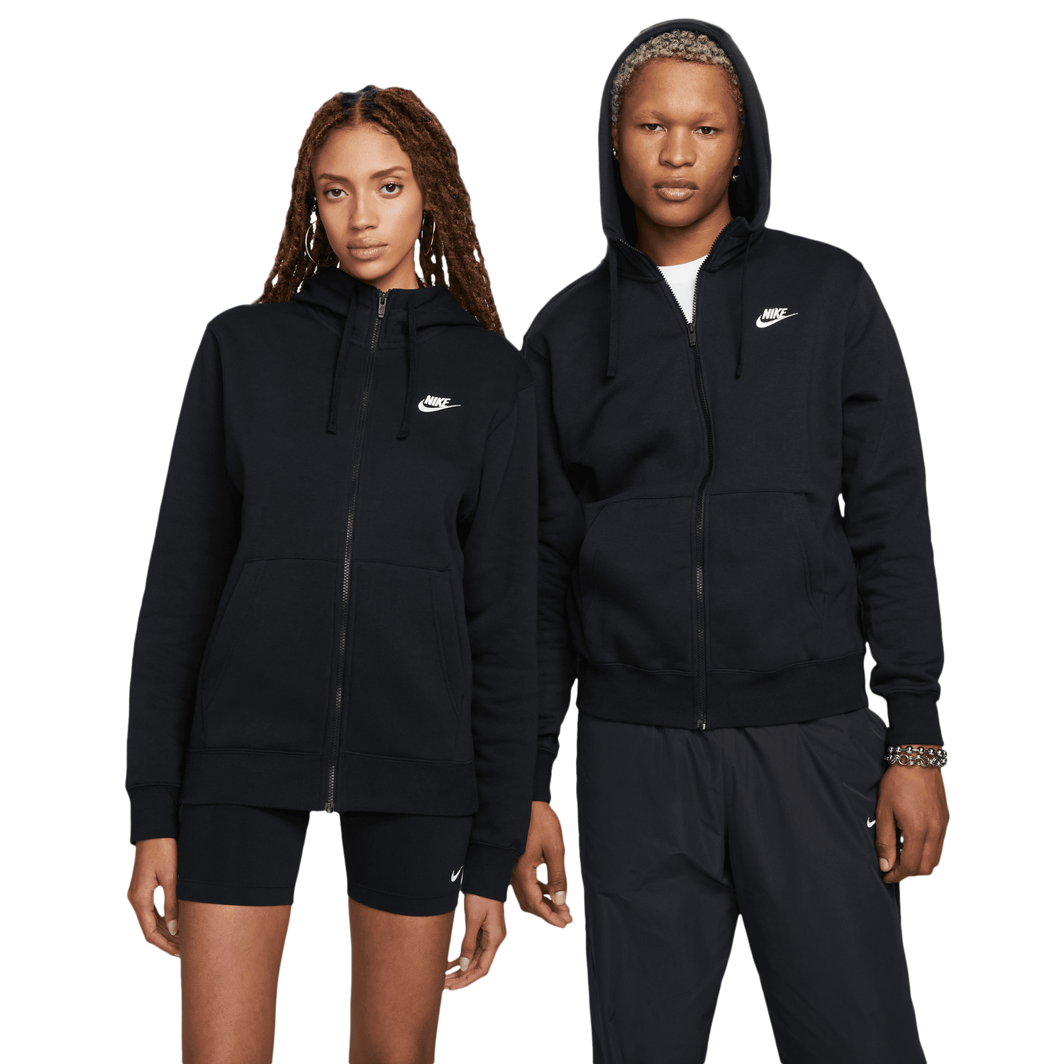Nike Club Full-Zip Hoodie - Men's - White/Black