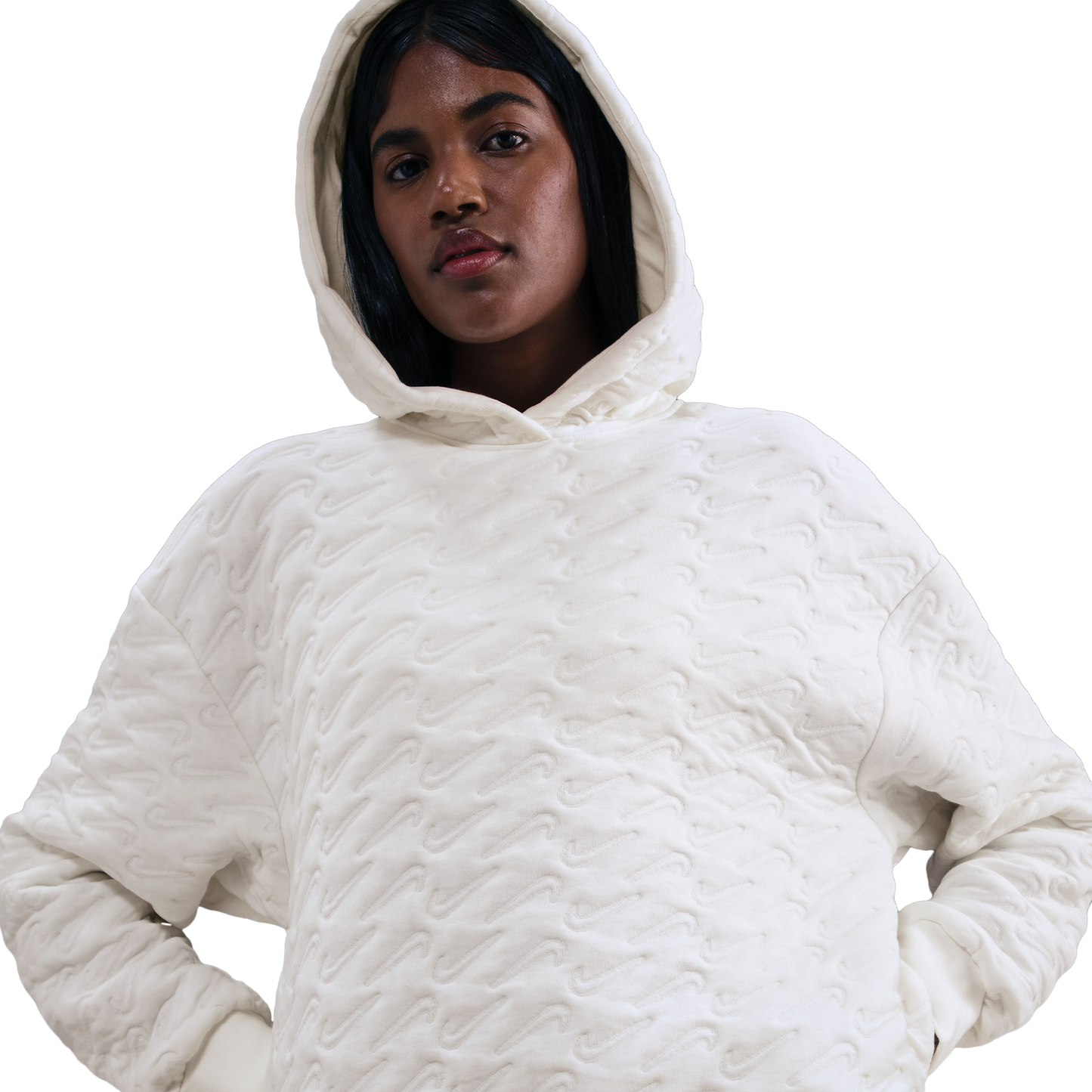 Nike NSW Phoenix Fleece Loose AOJ Pullover Hoodie - Women's - Sanddrift/Sail