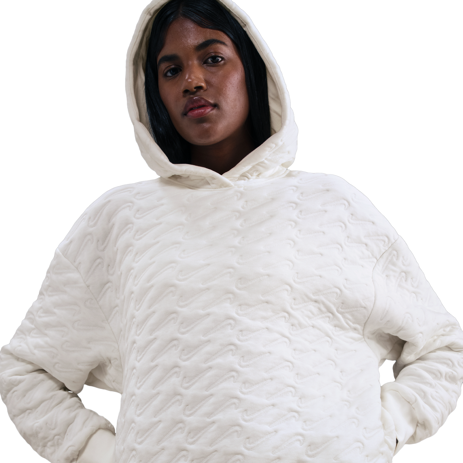 Nike NSW Phoenix Fleece Loose AOJ Pullover Hoodie - Women's - Sanddrift/Sail