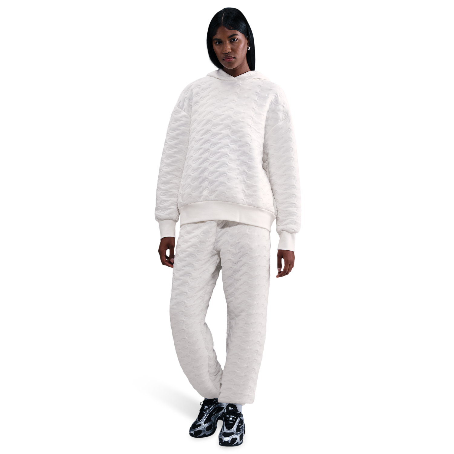 Nike NSW Phoenix Fleece Loose AOJ Pullover Hoodie - Women's - Sanddrift/Sail