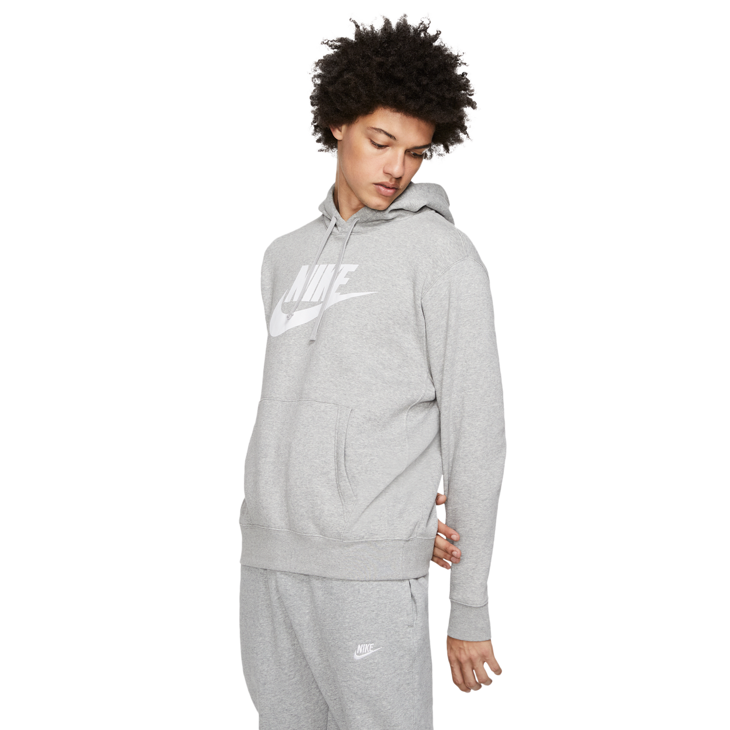 Nike GX Club Hoodie - Men's - Dark Grey Heather/White