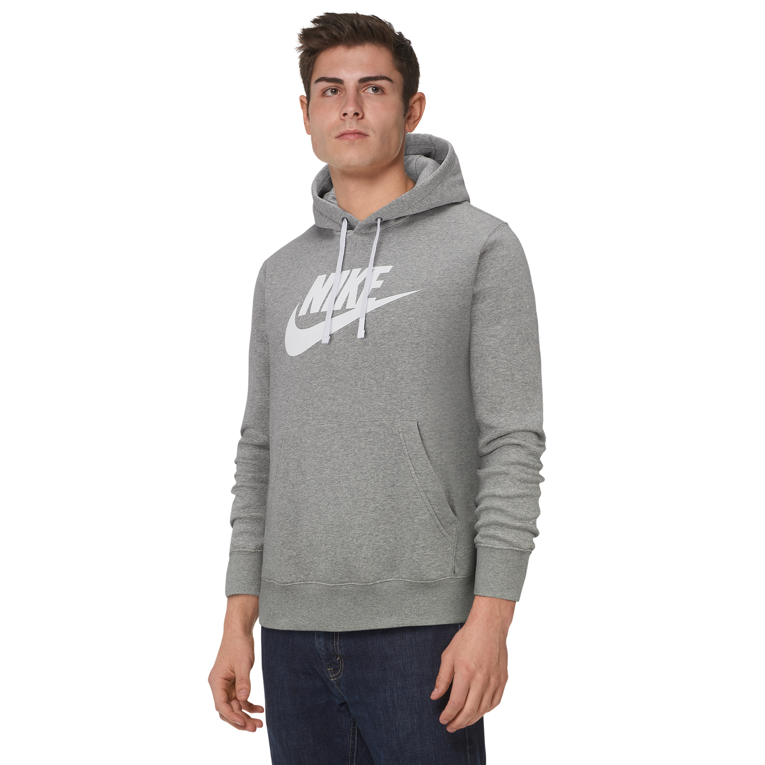 Nike GX Club Hoodie - Men's - Dark Grey Heather/White