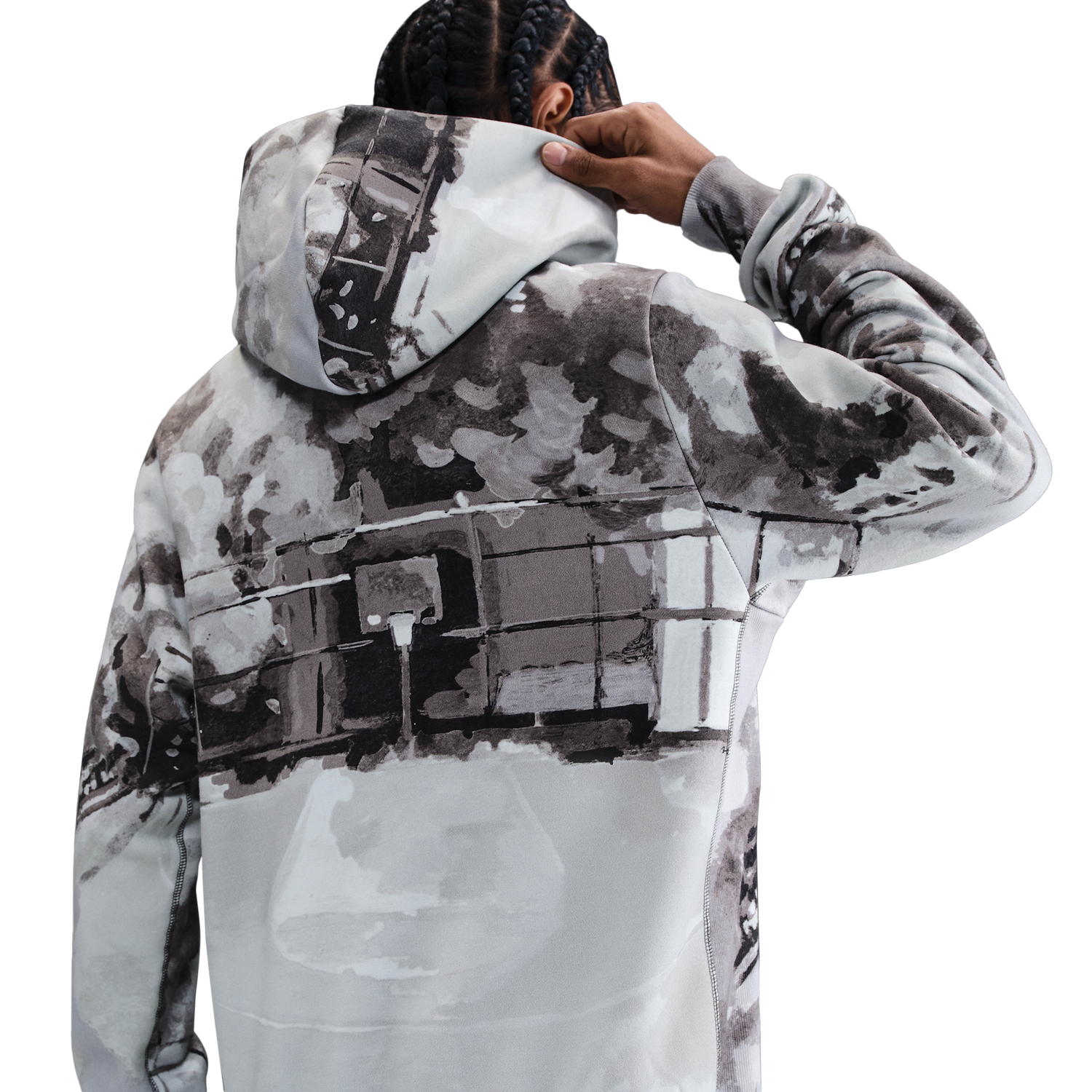 Nike TF SI Brushed Pullover Hoodie - Men's - Iron Grey/Pale Ivory