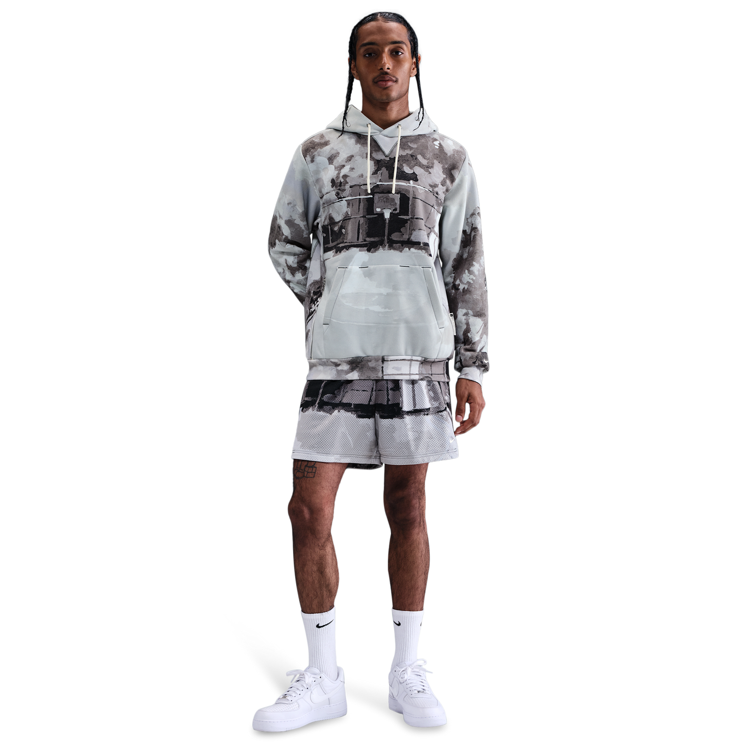Nike TF SI Brushed Pullover Hoodie - Men's - Iron Grey/Pale Ivory