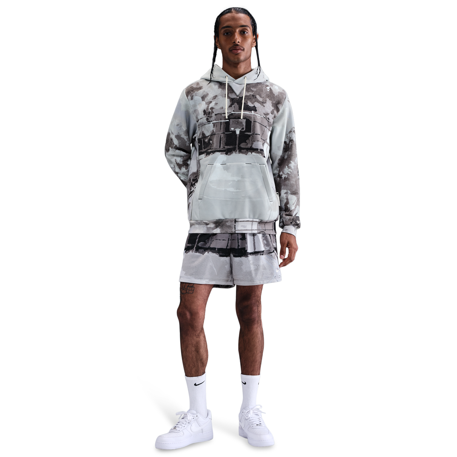 Nike TF SI Brushed Pullover Hoodie - Men's - Iron Grey/Pale Ivory