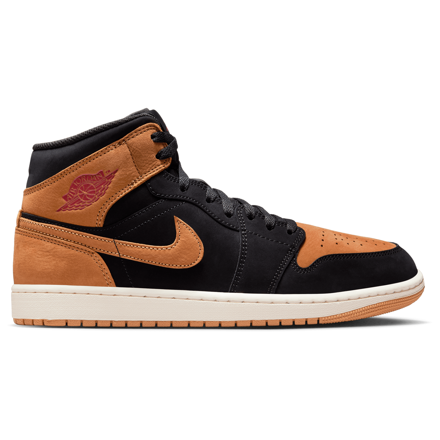 Jordan Air Jordan 1 Mid SE - Men's - Flax/Black/Varsity Red