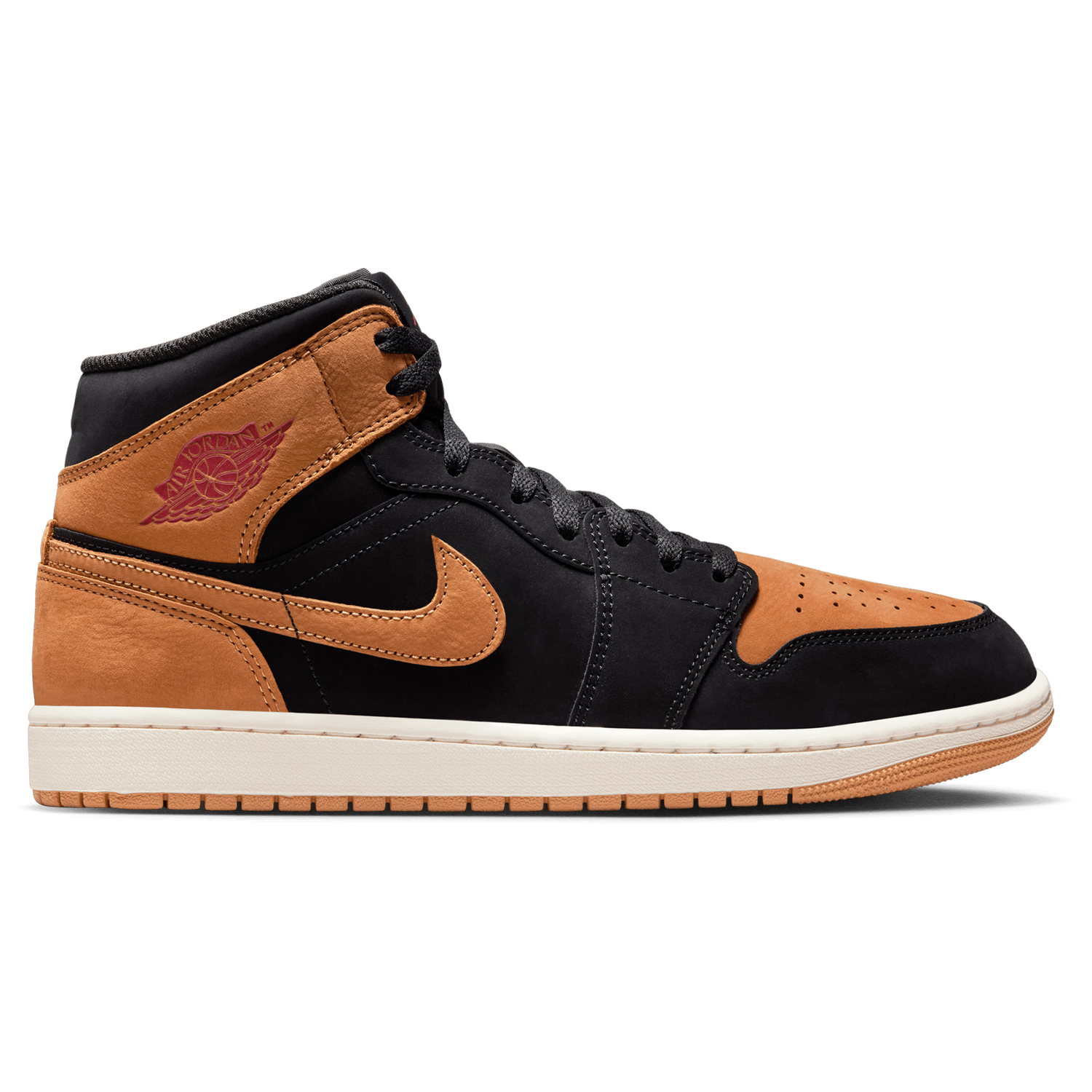 Jordan Air Jordan 1 Mid SE - Men's - Flax/Black/Varsity Red
