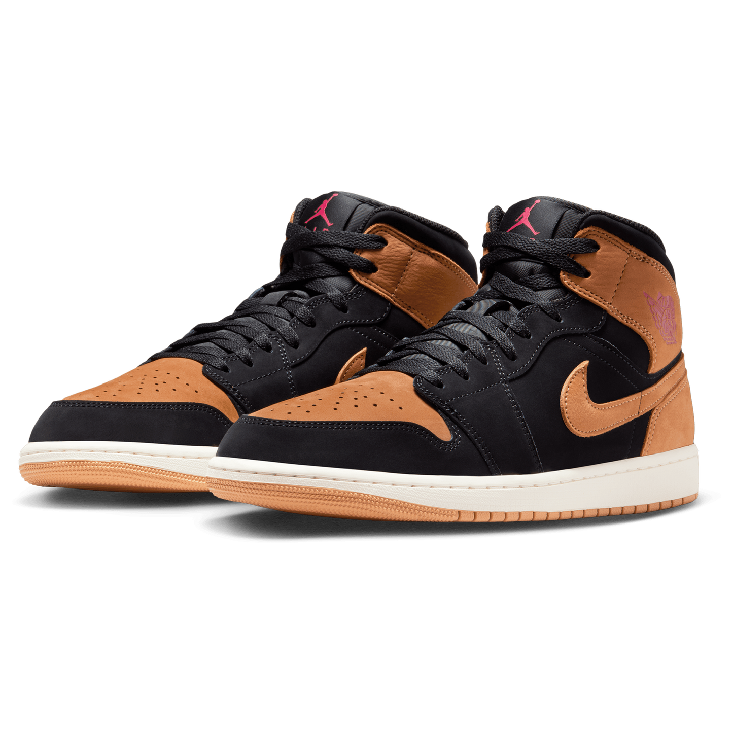 Jordan Air Jordan 1 Mid SE - Men's - Flax/Black/Varsity Red