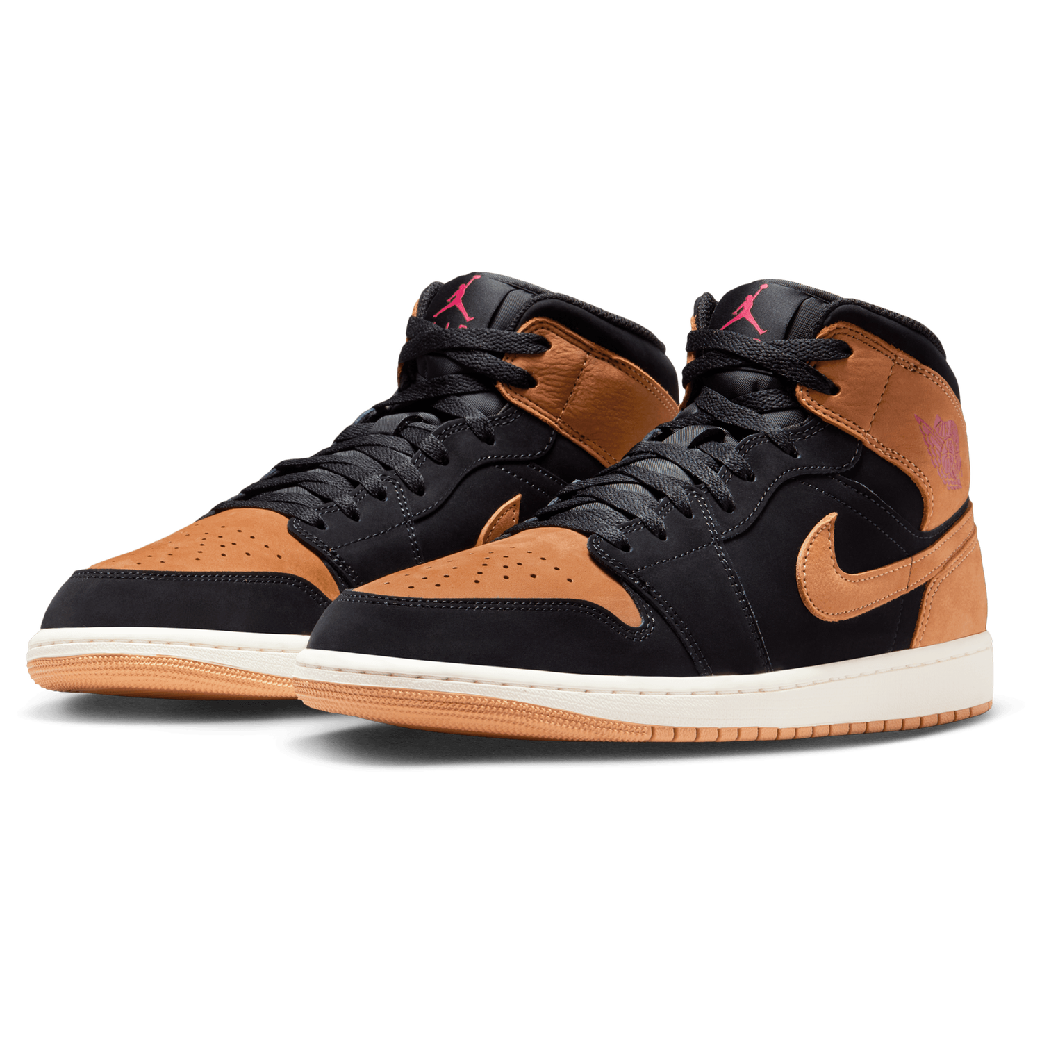 Jordan Air Jordan 1 Mid SE - Men's - Flax/Black/Varsity Red