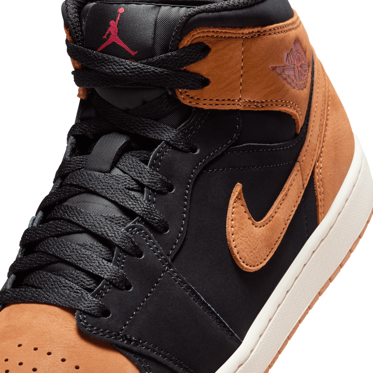 Jordan Air Jordan 1 Mid SE - Men's - Flax/Black/Varsity Red