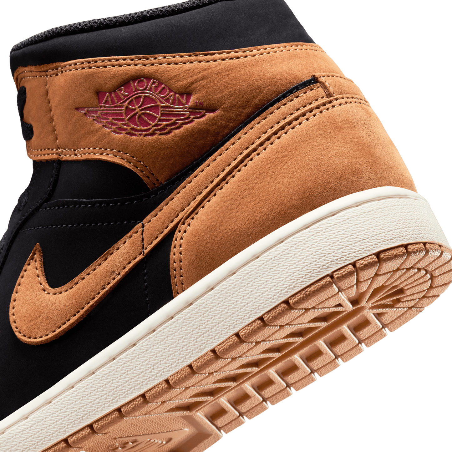 Jordan Air Jordan 1 Mid SE - Men's - Flax/Black/Varsity Red