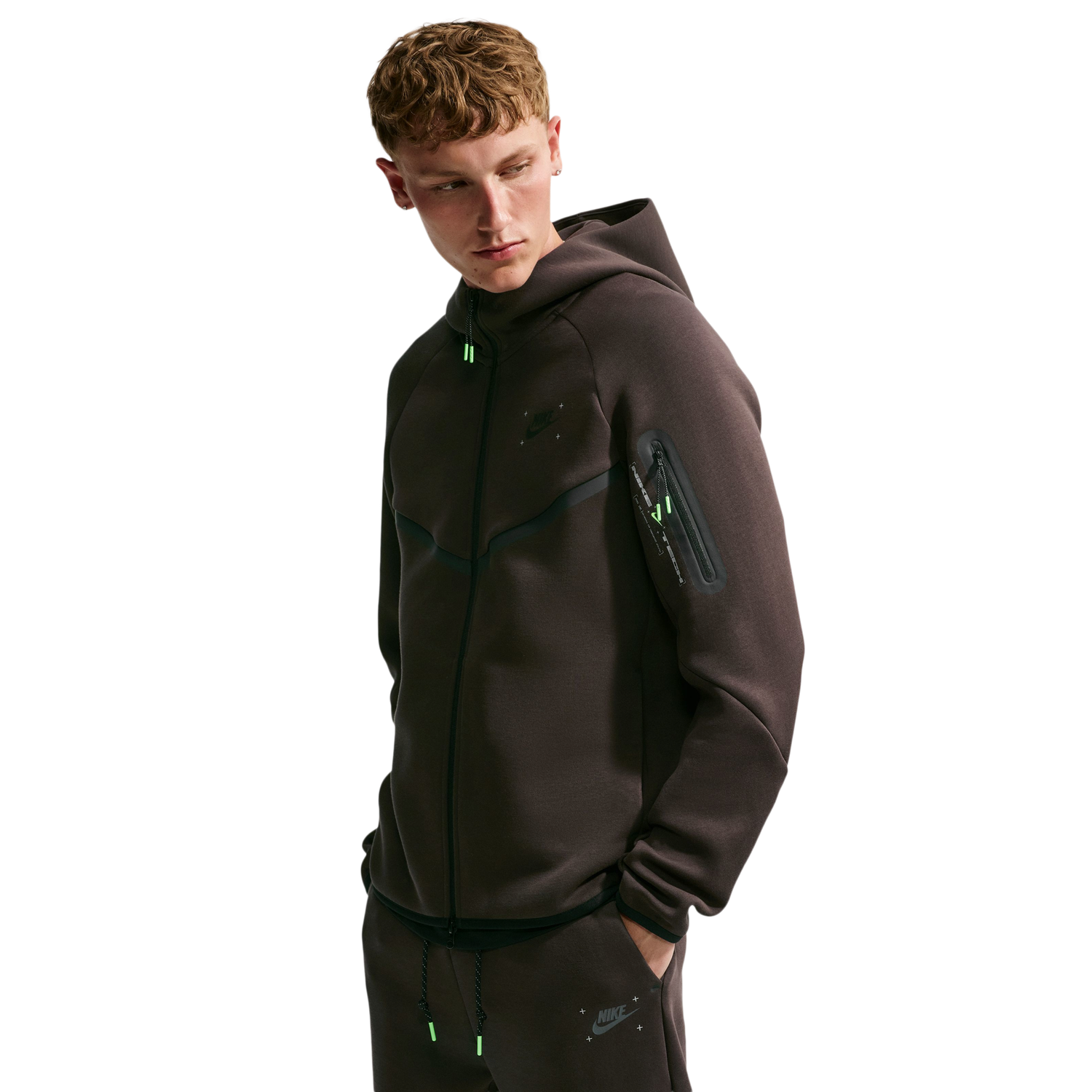 Nike Tech Fleece Full Zip Windrunner Hoodie - Men's - Brown/Black