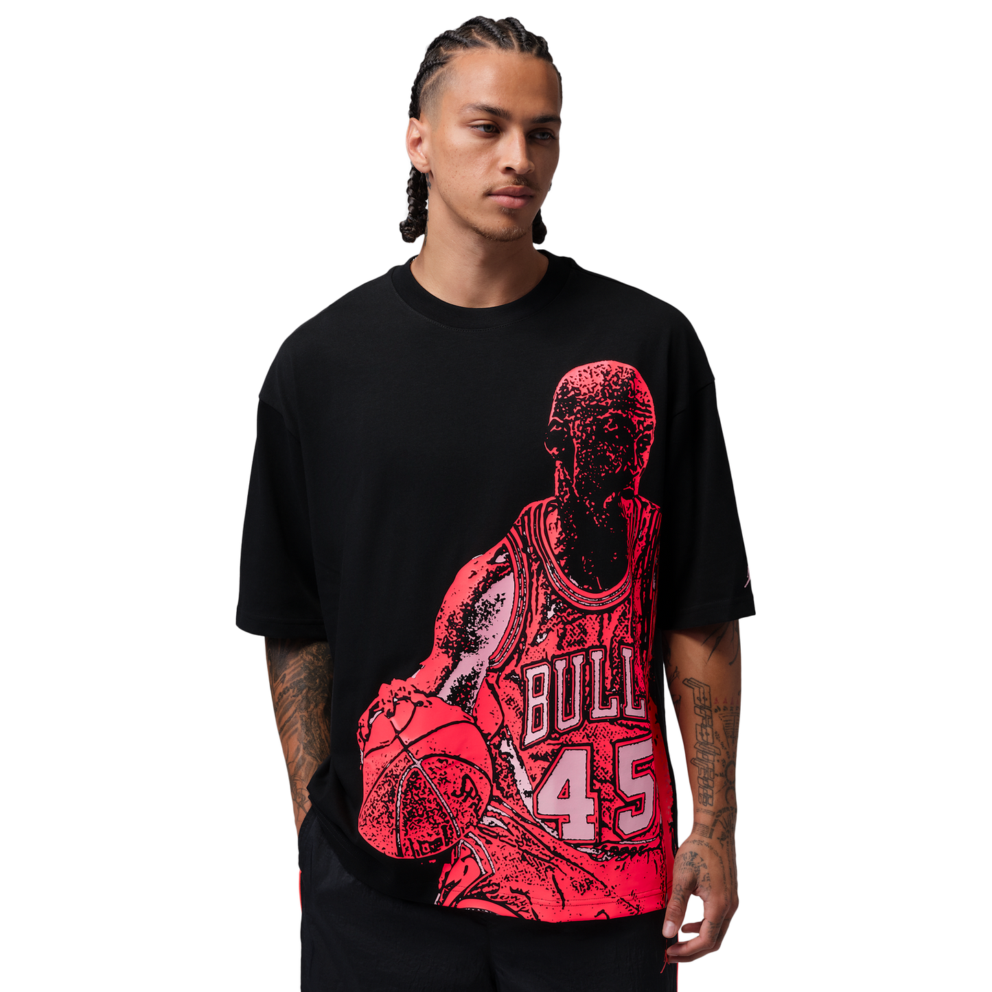 Jordan Dri-FIT Sport Graphic Short Sleeve HBR SP Crew - Men's - Black/Pink