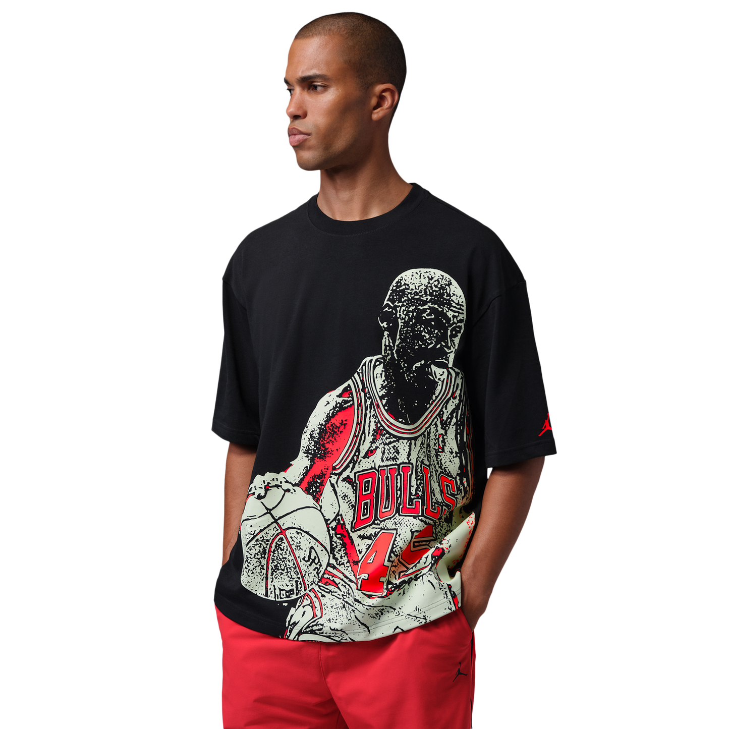 Jordan Dri-FIT Sport Graphic Short Sleeve HBR SP Crew - Men's - Black/Volt