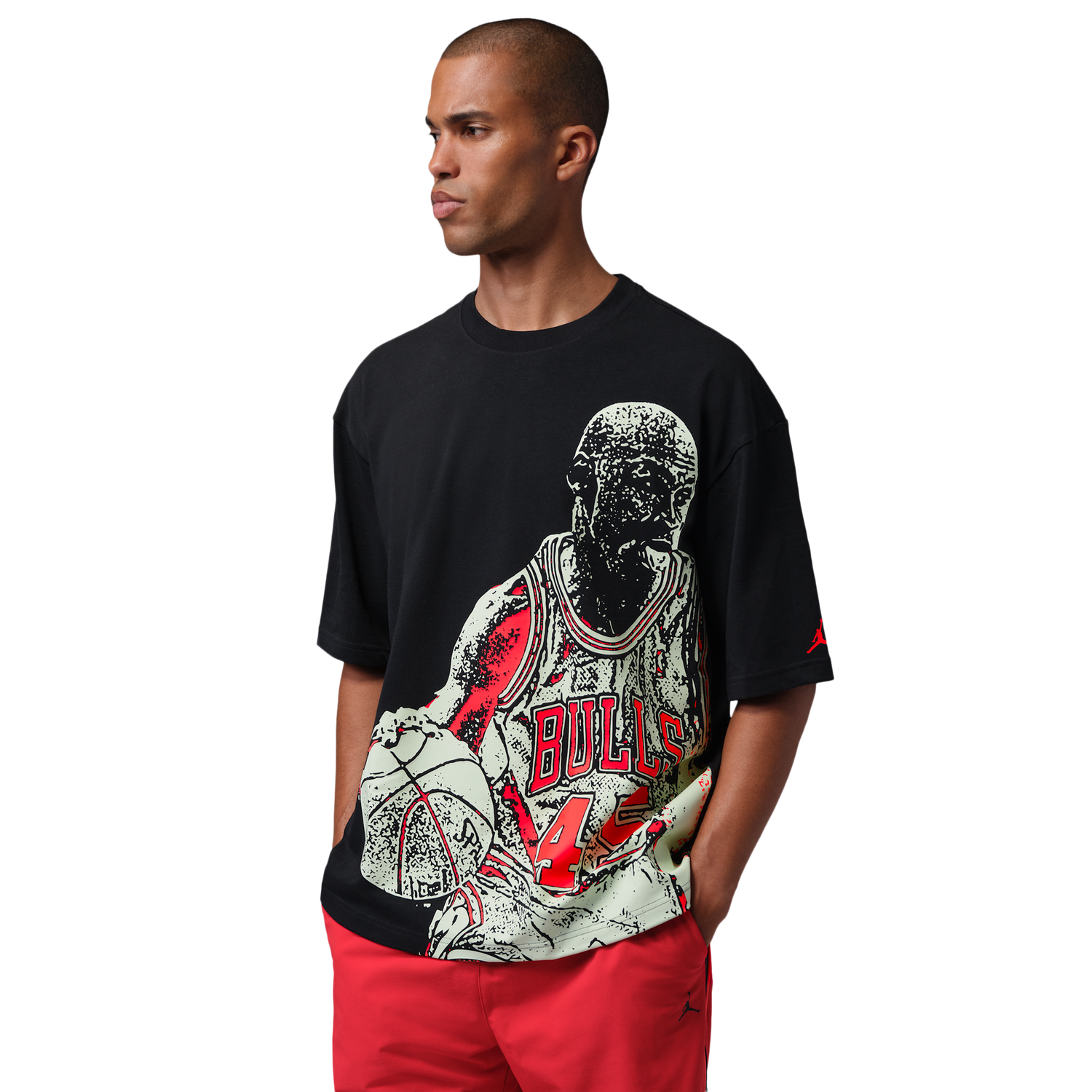 Jordan Dri-FIT Sport Graphic Short Sleeve HBR SP Crew - Men's - Black/Volt