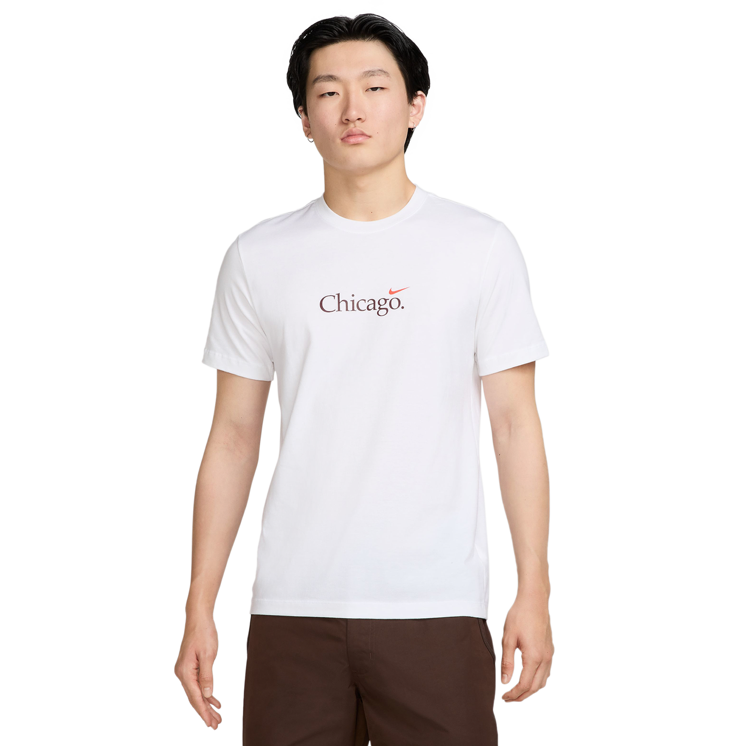 Nike Chi Short Sleeve Crew T-Shirt - Men's - White/Cosmic Clay