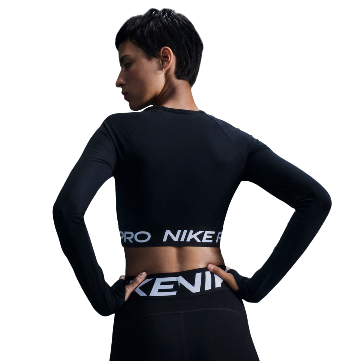 Nike Pro Dri-FIT 365 Crop Long Sleeve - Women's - White/Black
