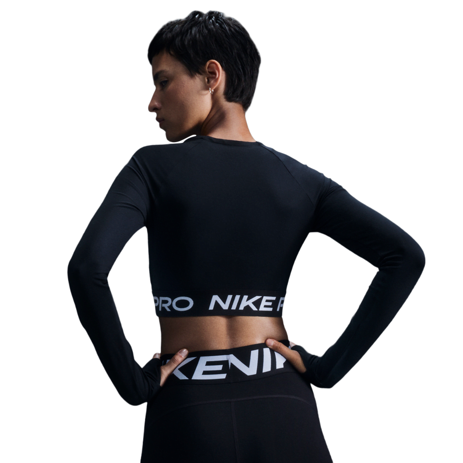 Nike Pro Dri-FIT 365 Crop Long Sleeve - Women's - White/Black