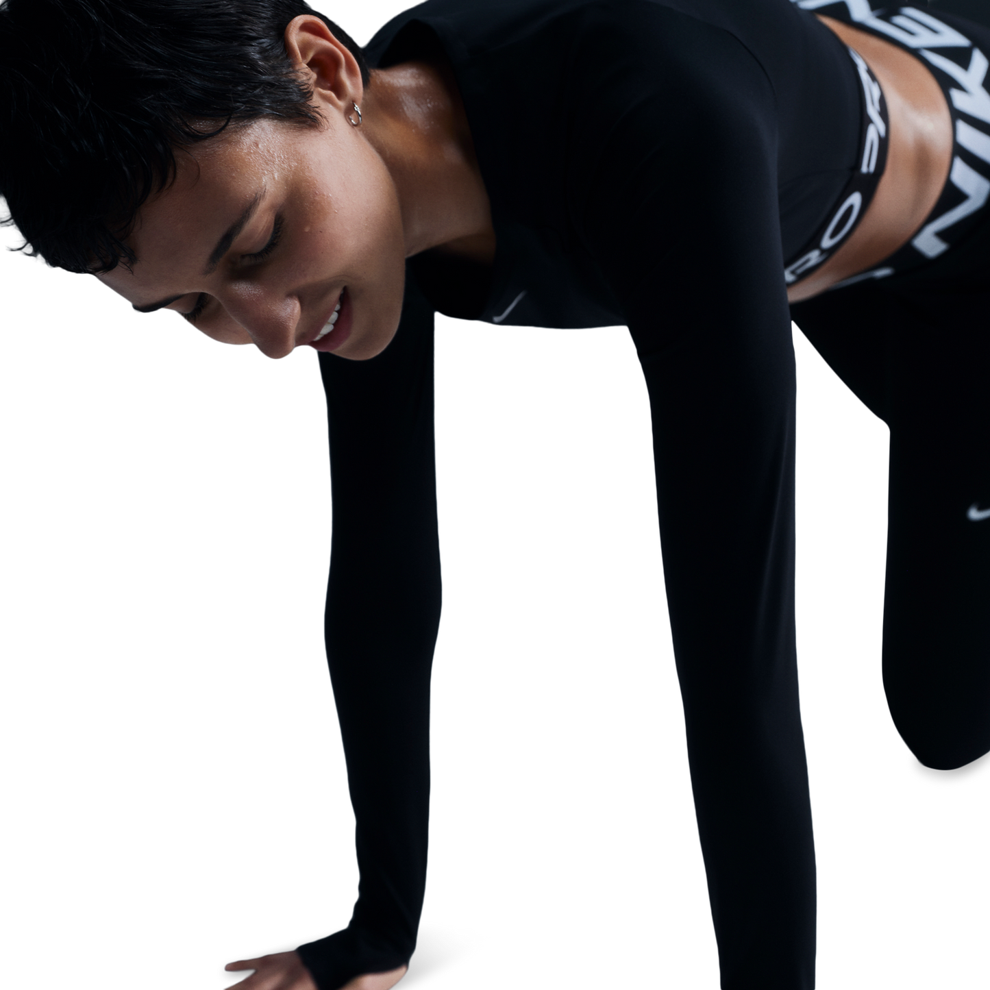 Nike Pro Dri-FIT 365 Crop Long Sleeve - Women's - White/Black
