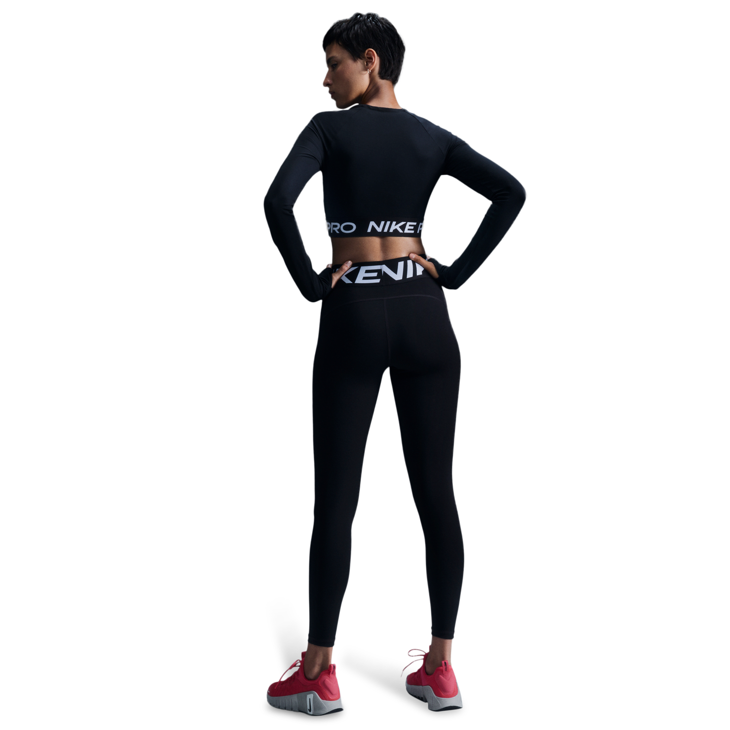 Nike Pro Dri-FIT 365 Crop Long Sleeve - Women's - White/Black