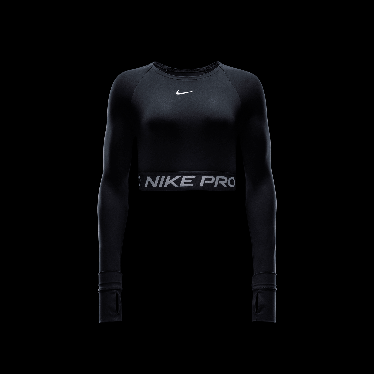 Nike Pro Dri-FIT 365 Crop Long Sleeve - Women's - White/Black