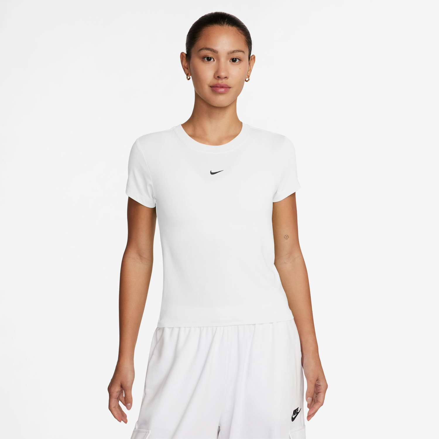 Nike Chill Knit Crop T-Shirt - Women's - Black/White