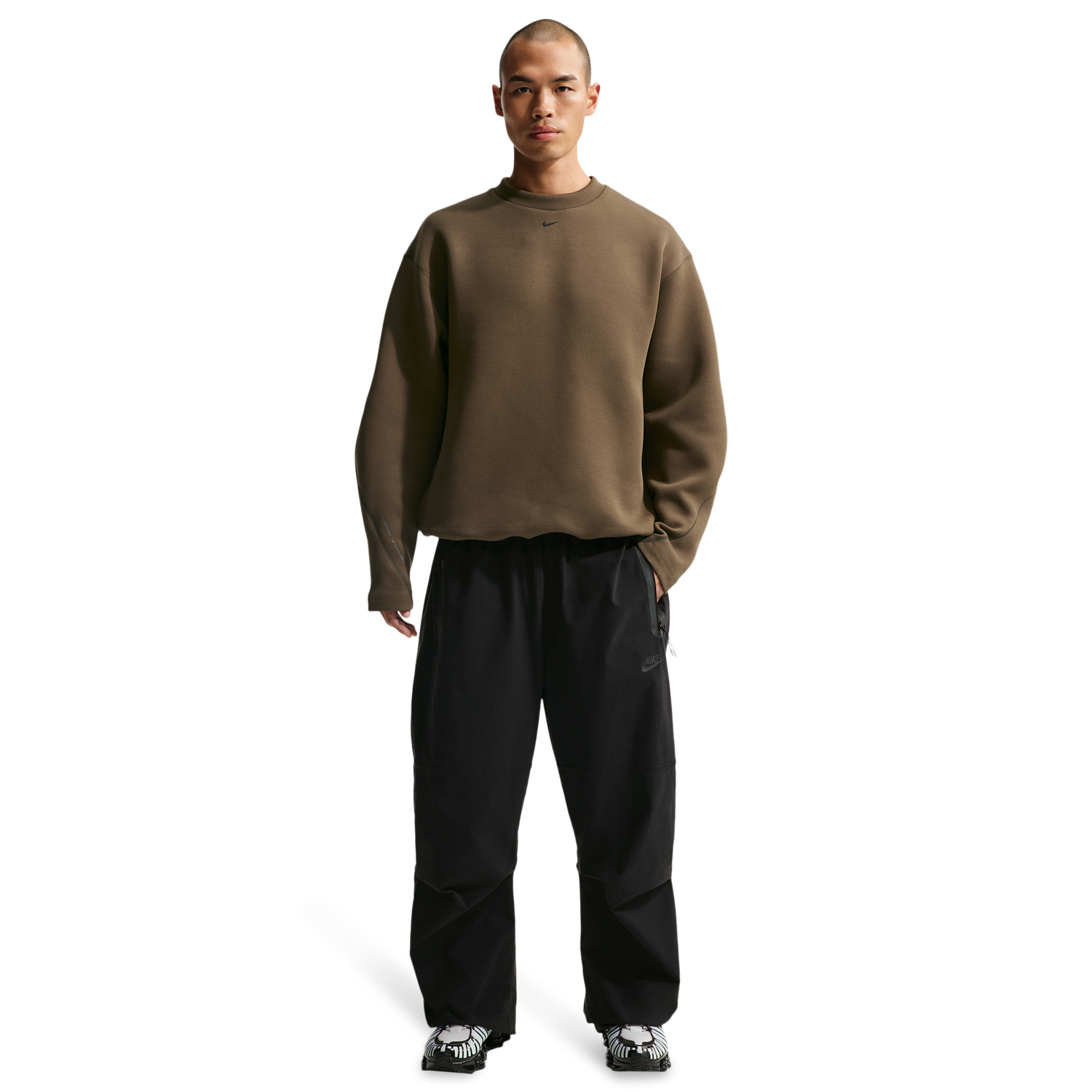 Nike Tech Fleece Crew - Men's - Dark Hazel/Black