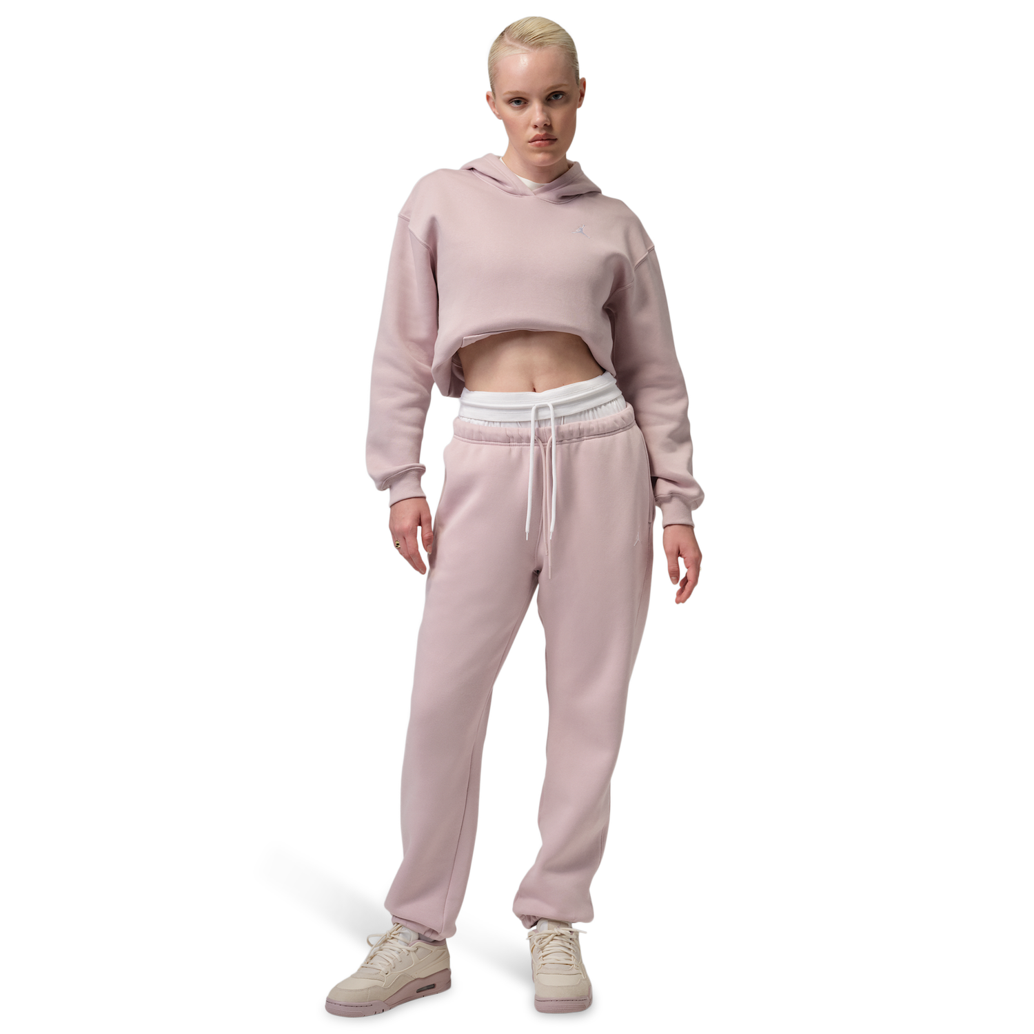 Jordan Brooklyn Fleece Pullover 24 - Women's - White/Particle Rose