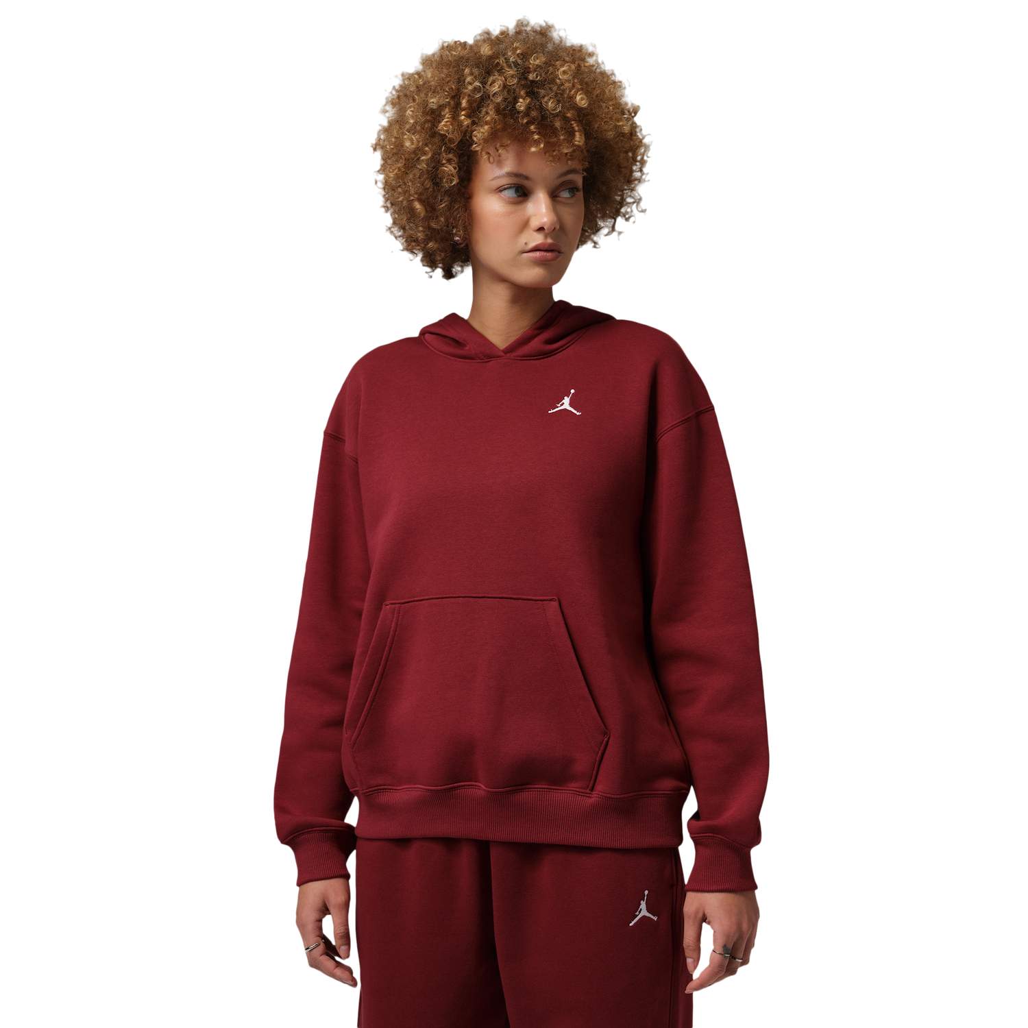 Jordan Brooklyn Fleece Pullover 24 - Women's - White/Team Red