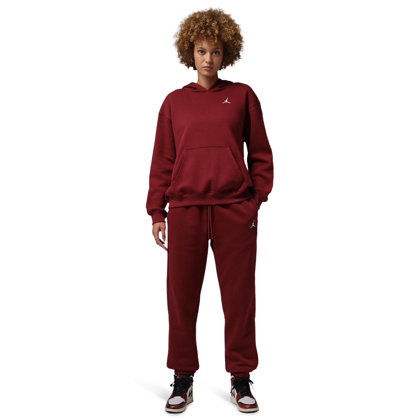 Jordan Brooklyn Fleece Pullover 24 - Women's - White/Team Red