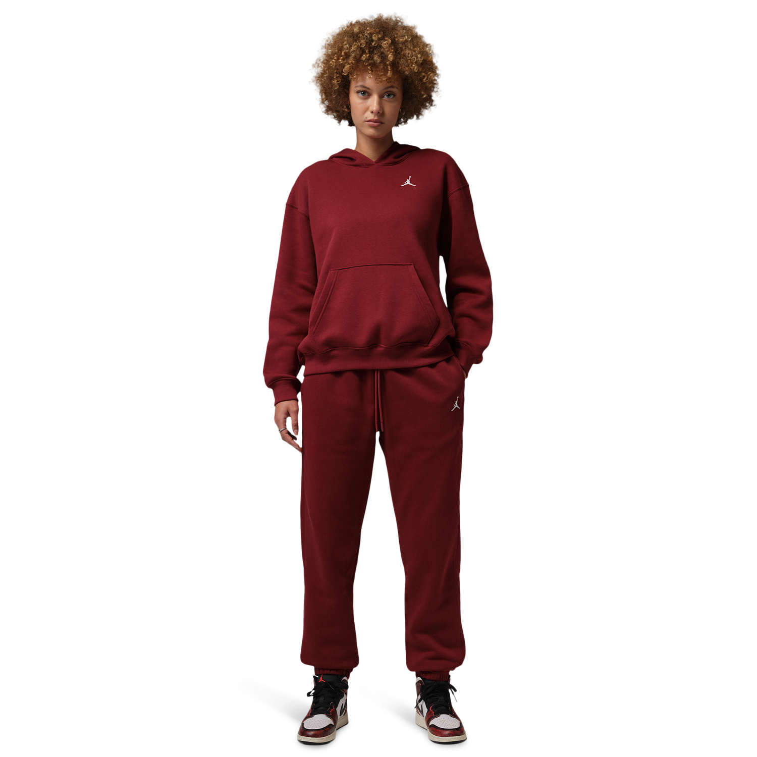 Jordan Brooklyn Fleece Pullover 24 - Women's - White/Team Red