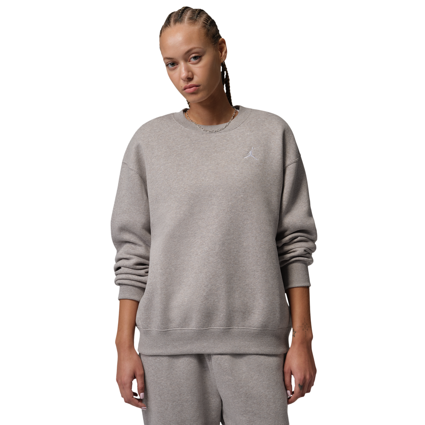 Jordan Brooklyn Fleece Crew - Women's - Enigma Stone/White