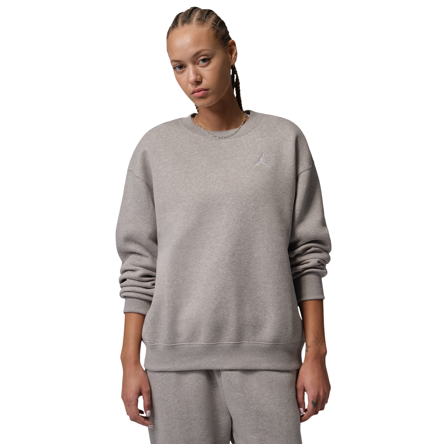 Jordan Brooklyn Fleece Crew - Women's - Enigma Stone/White