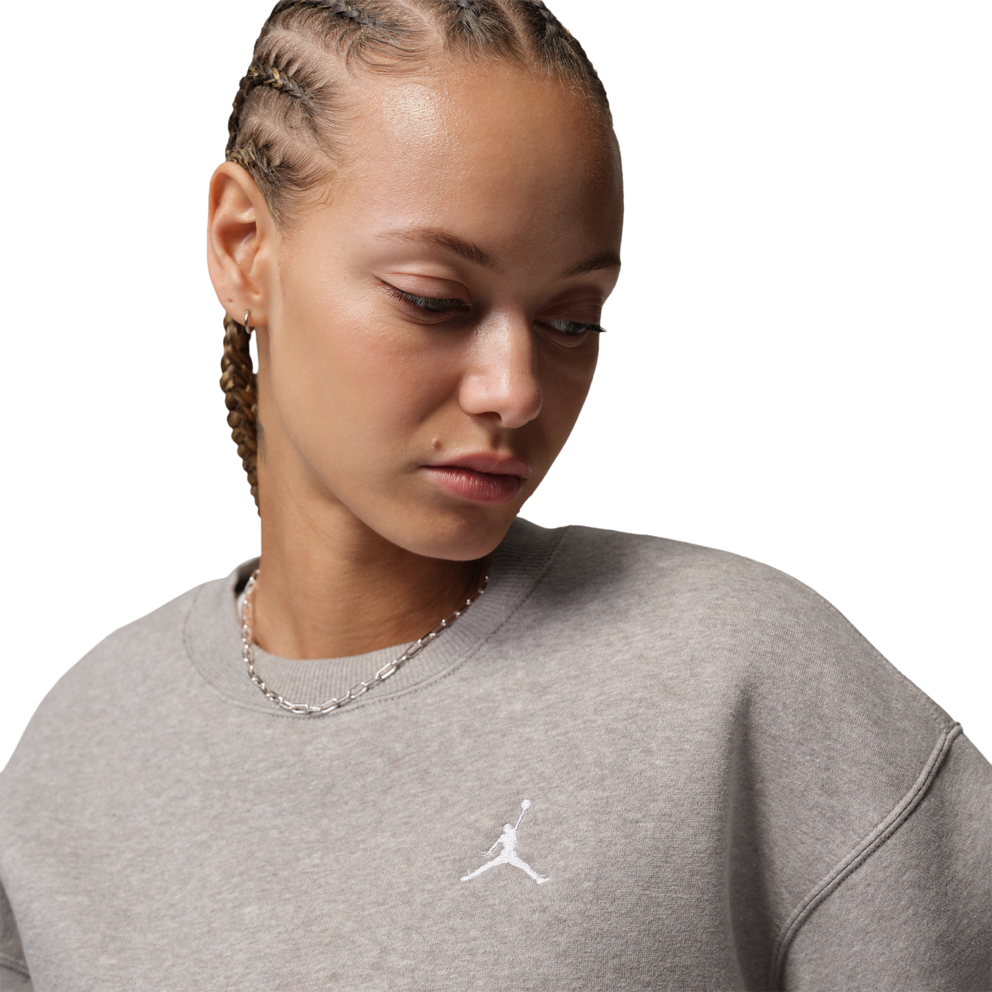 Jordan Brooklyn Fleece Crew - Women's - Enigma Stone/White