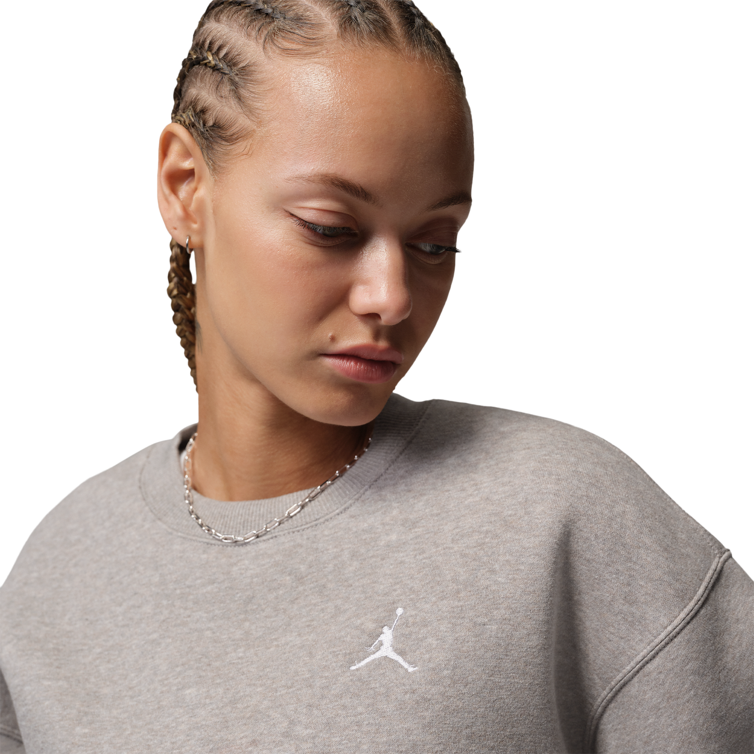 Jordan Brooklyn Fleece Crew - Women's - Enigma Stone/White