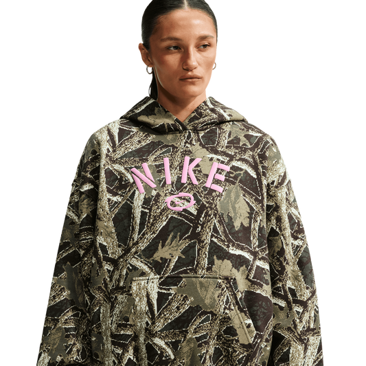 Nike Studio Fleece Oversized Pullover Hoodie - Women's - Camo/Pink