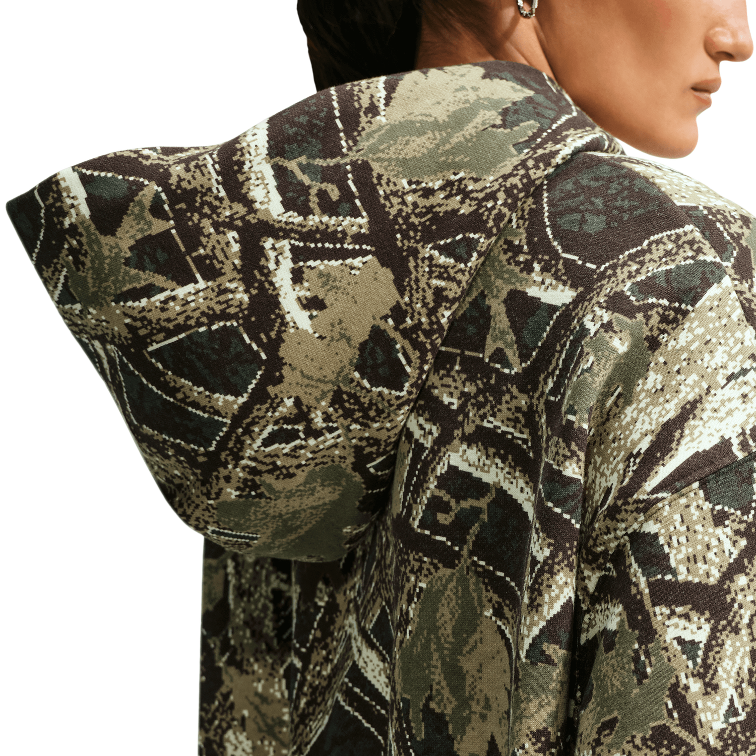 Nike Studio Fleece Oversized Pullover Hoodie - Women's - Camo/Pink