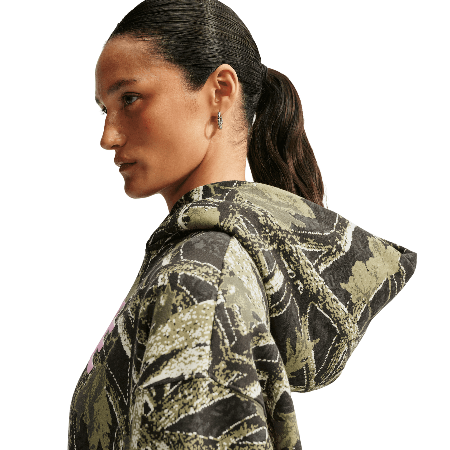 Nike Studio Fleece Oversized Pullover Hoodie - Women's - Camo/Pink