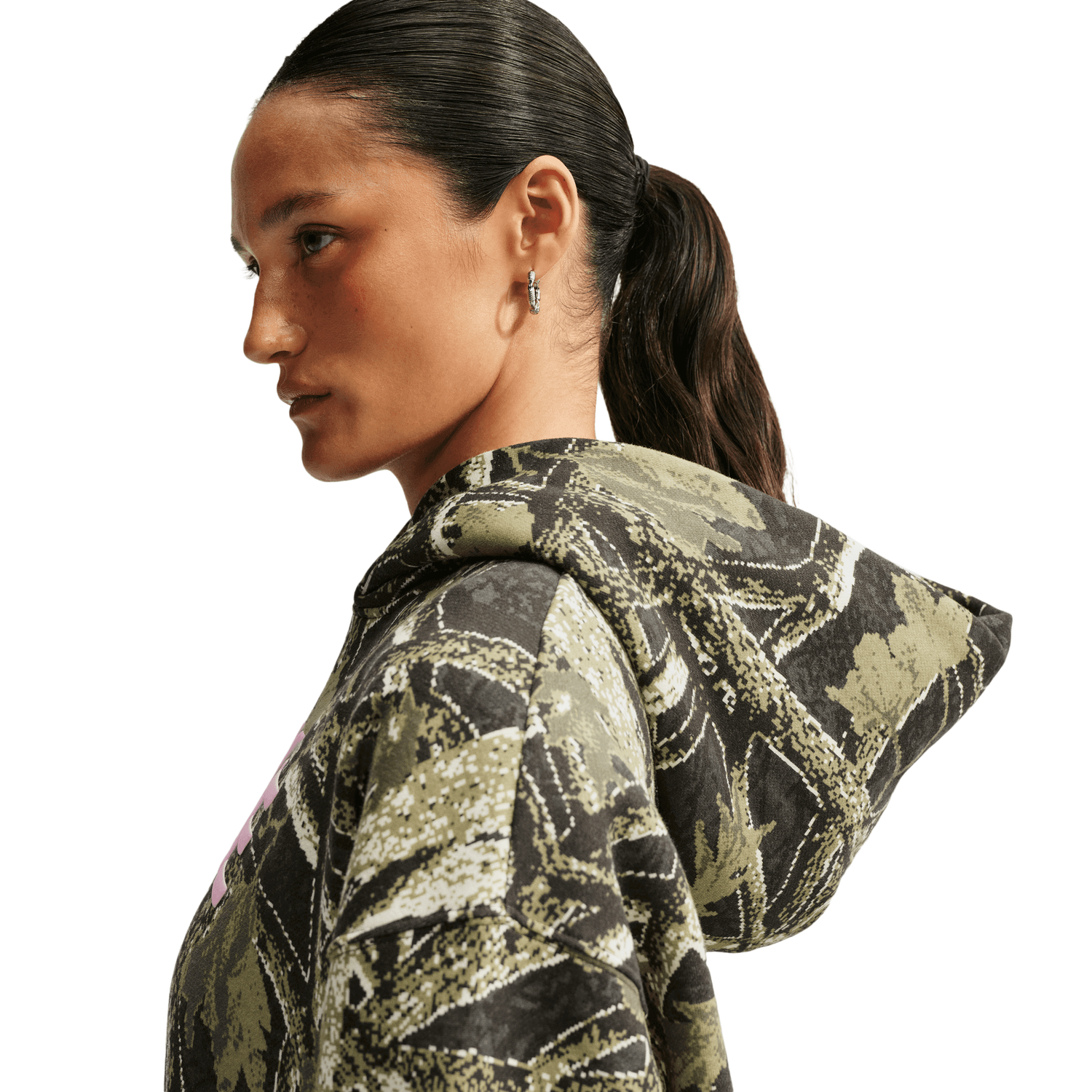 Nike Studio Fleece Oversized Pullover Hoodie - Women's - Camo/Pink