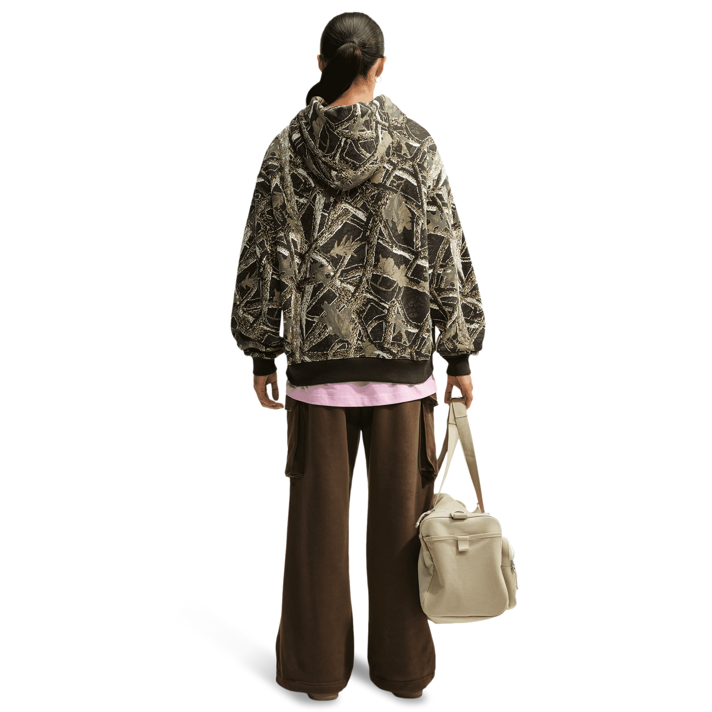 Nike Studio Fleece Oversized Pullover Hoodie - Women's - Camo/Pink