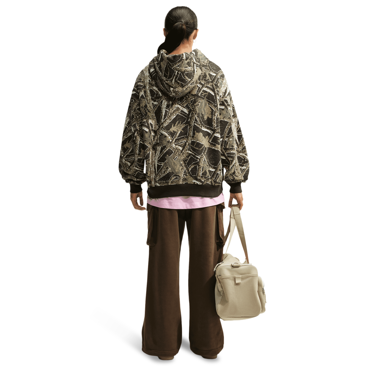 Nike Studio Fleece Oversized Pullover Hoodie - Women's - Camo/Pink