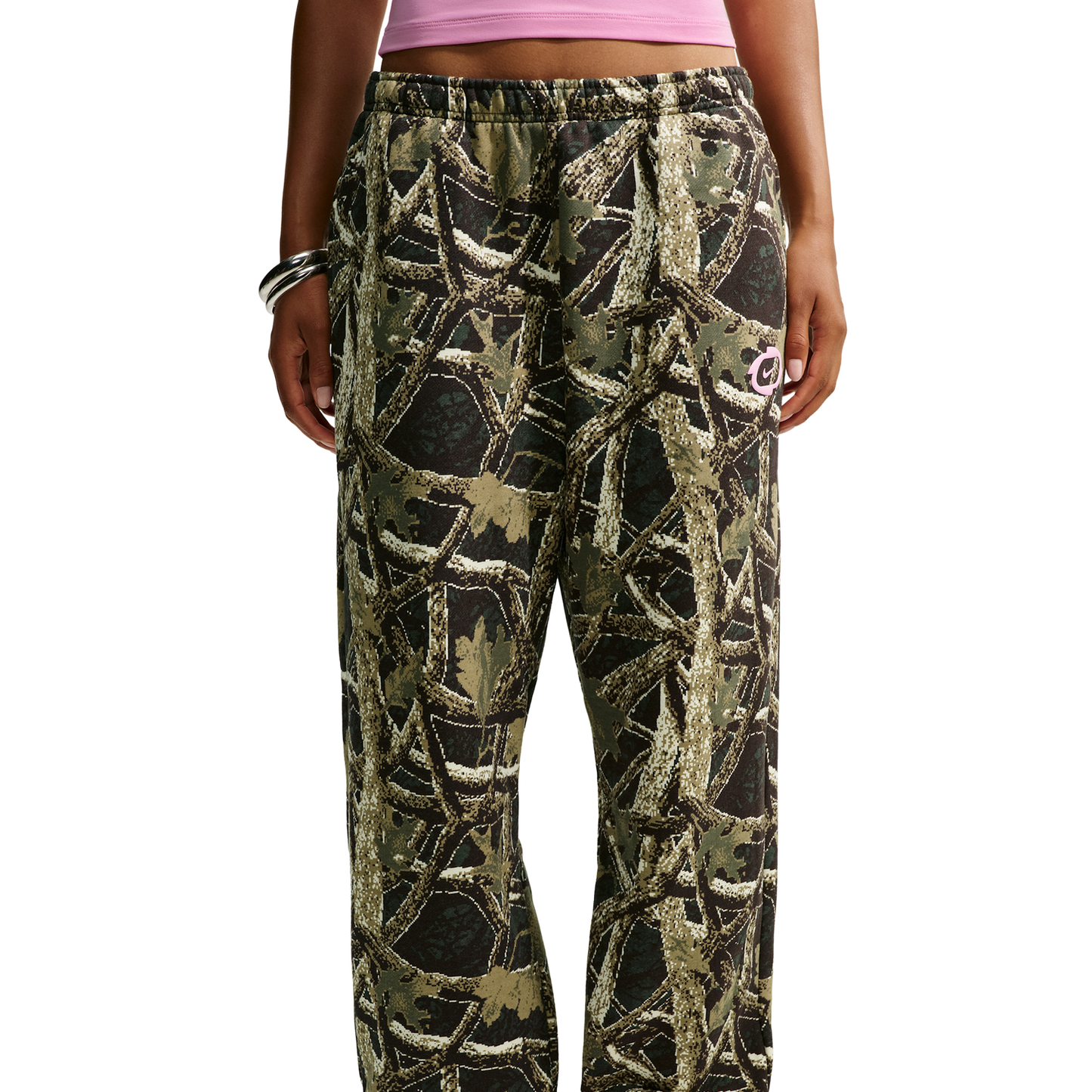 Nike Studio Fleece Oversized Cuffed Pant - Women's - Camo/Pink
