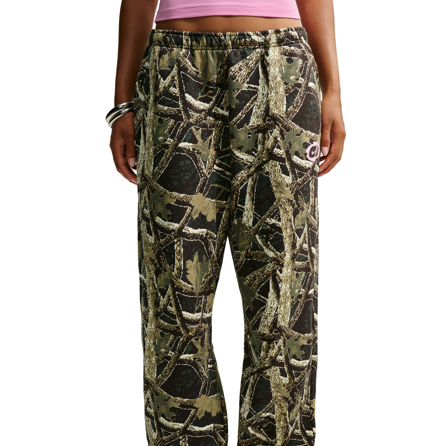Nike Studio Fleece Oversized Cuffed Pant - Women's - Camo/Pink