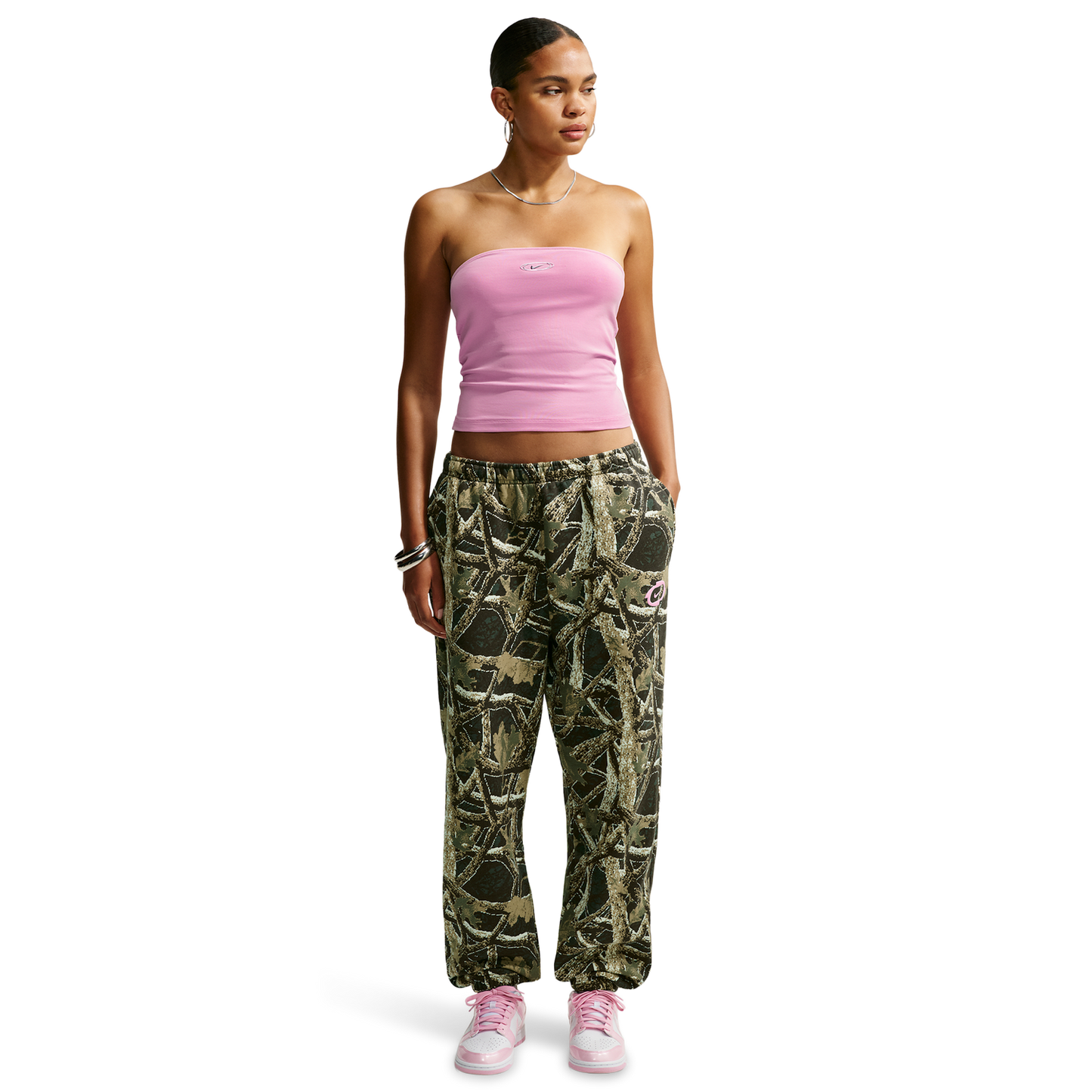 Nike Studio Fleece Oversized Cuffed Pant - Women's - Camo/Pink