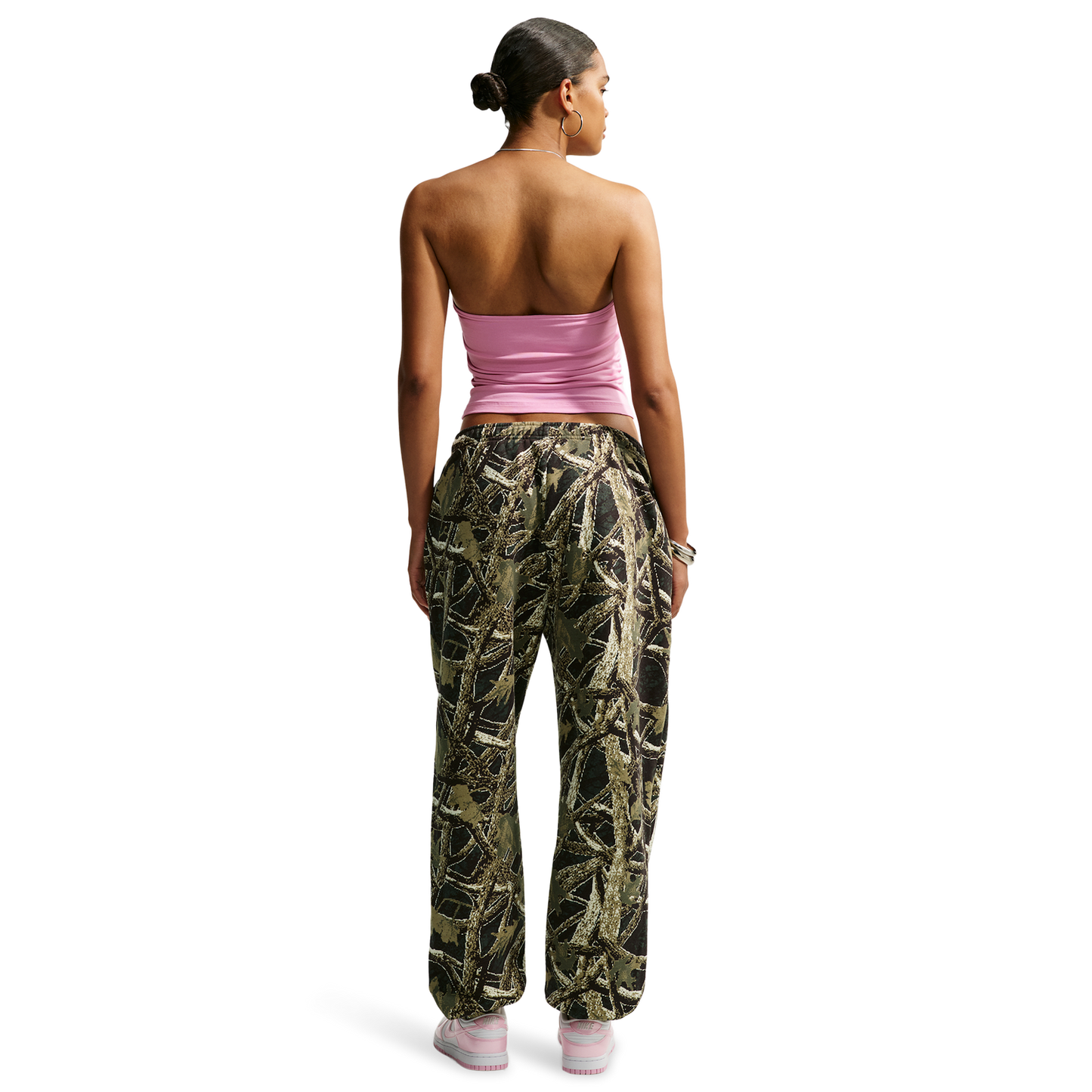 Nike Studio Fleece Oversized Cuffed Pant - Women's - Camo/Pink