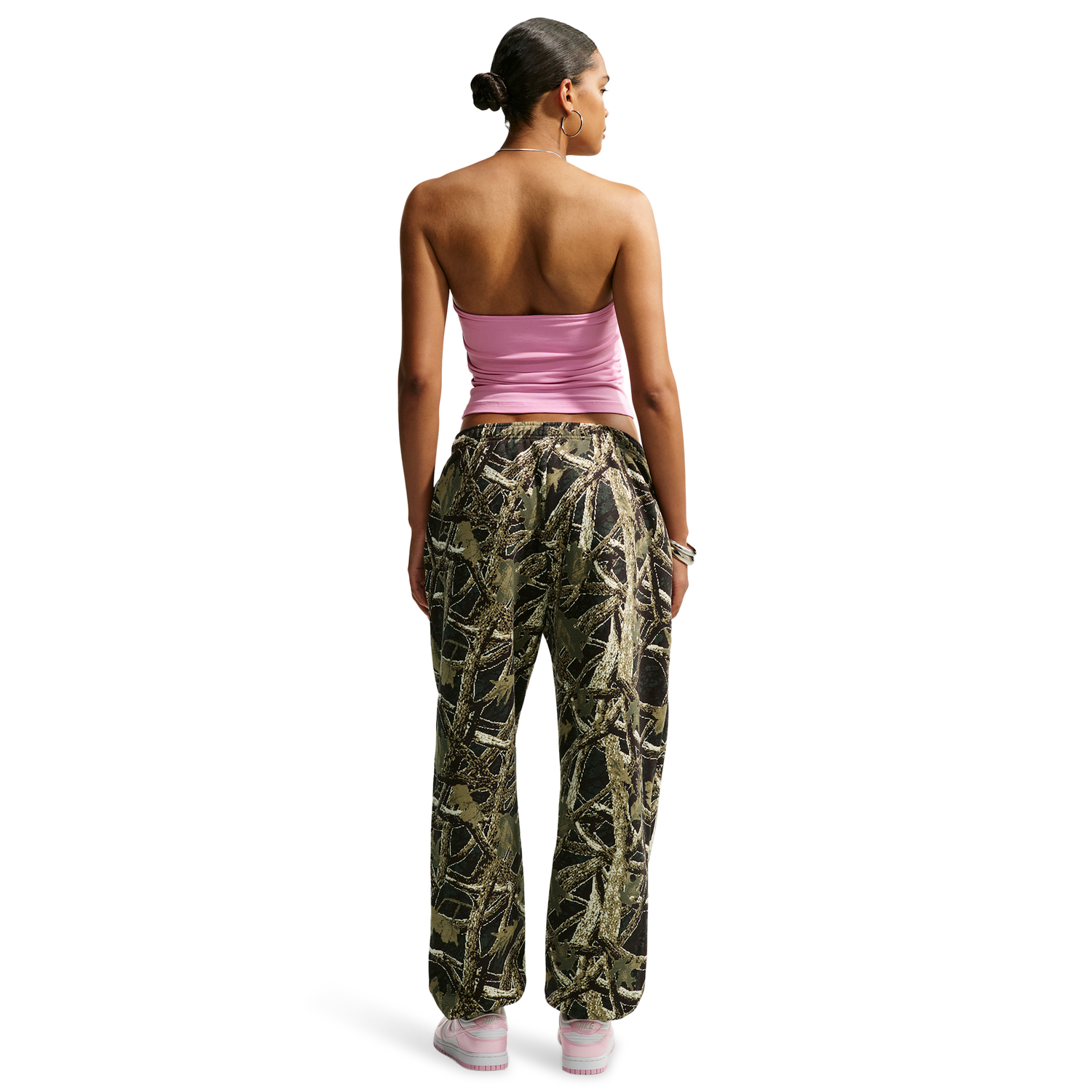 Nike Studio Fleece Oversized Cuffed Pant - Women's - Camo/Pink