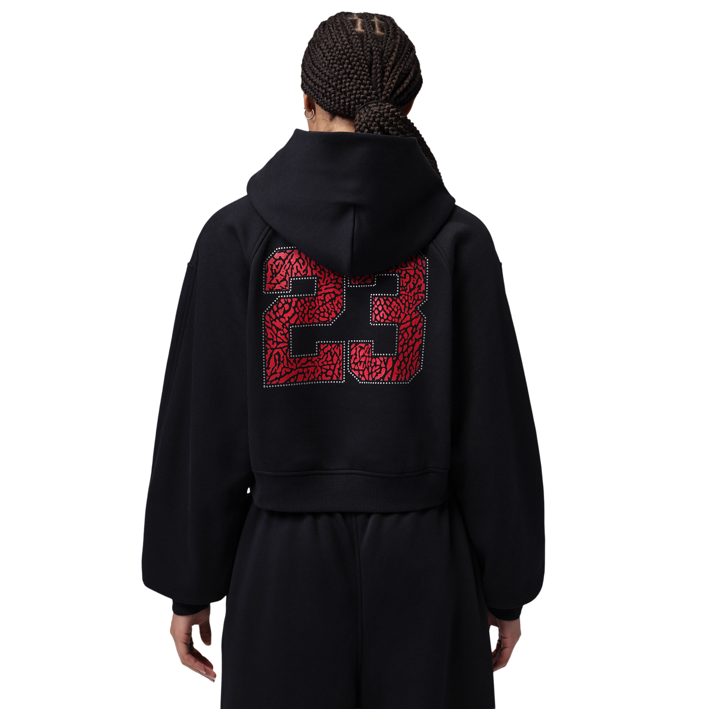 Jordan Brooklyn Fleece MC NG 26 Crop Pullover Hoodie - Women's - Black/Red