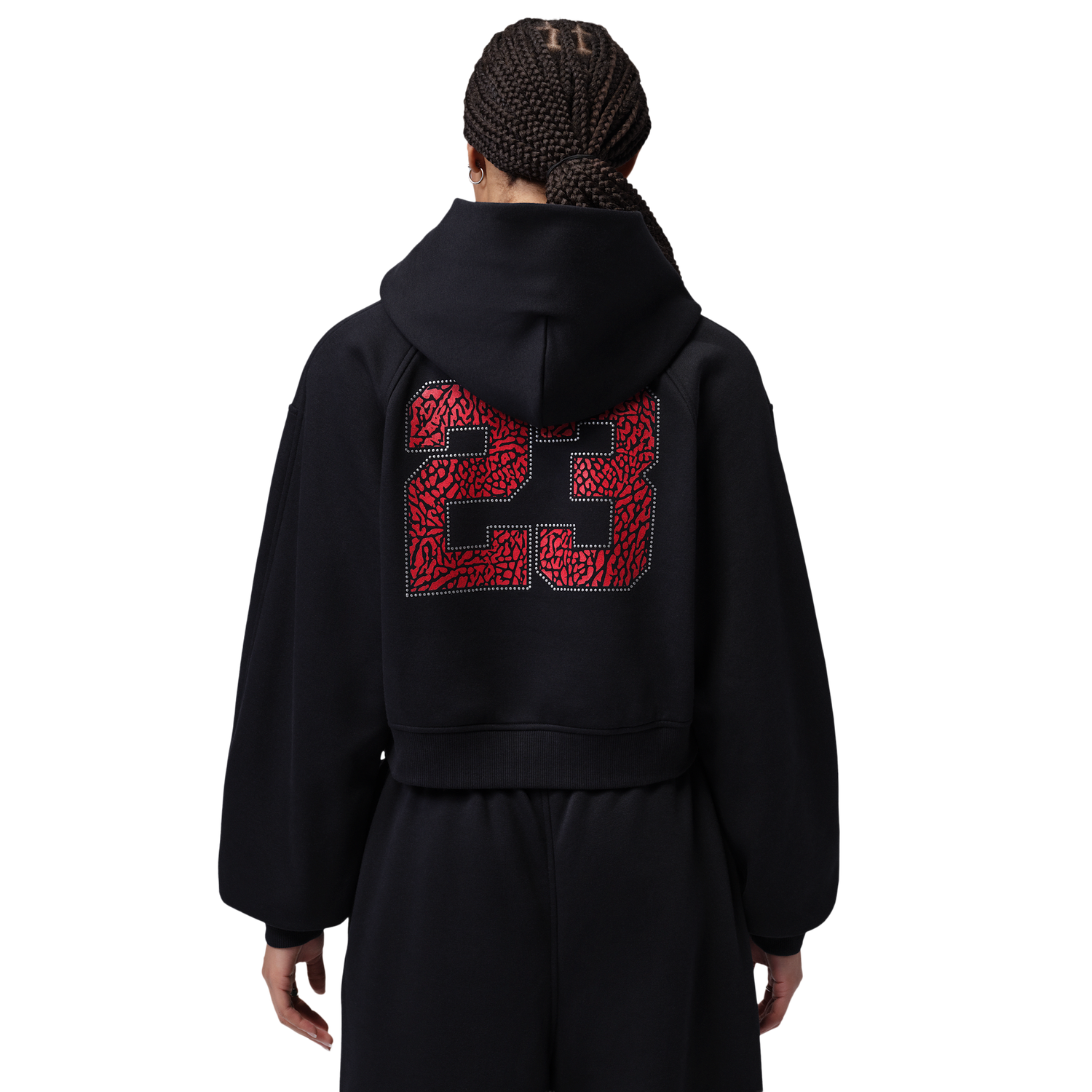 Jordan Brooklyn Fleece MC NG 26 Crop Pullover Hoodie - Women's - Black/Red