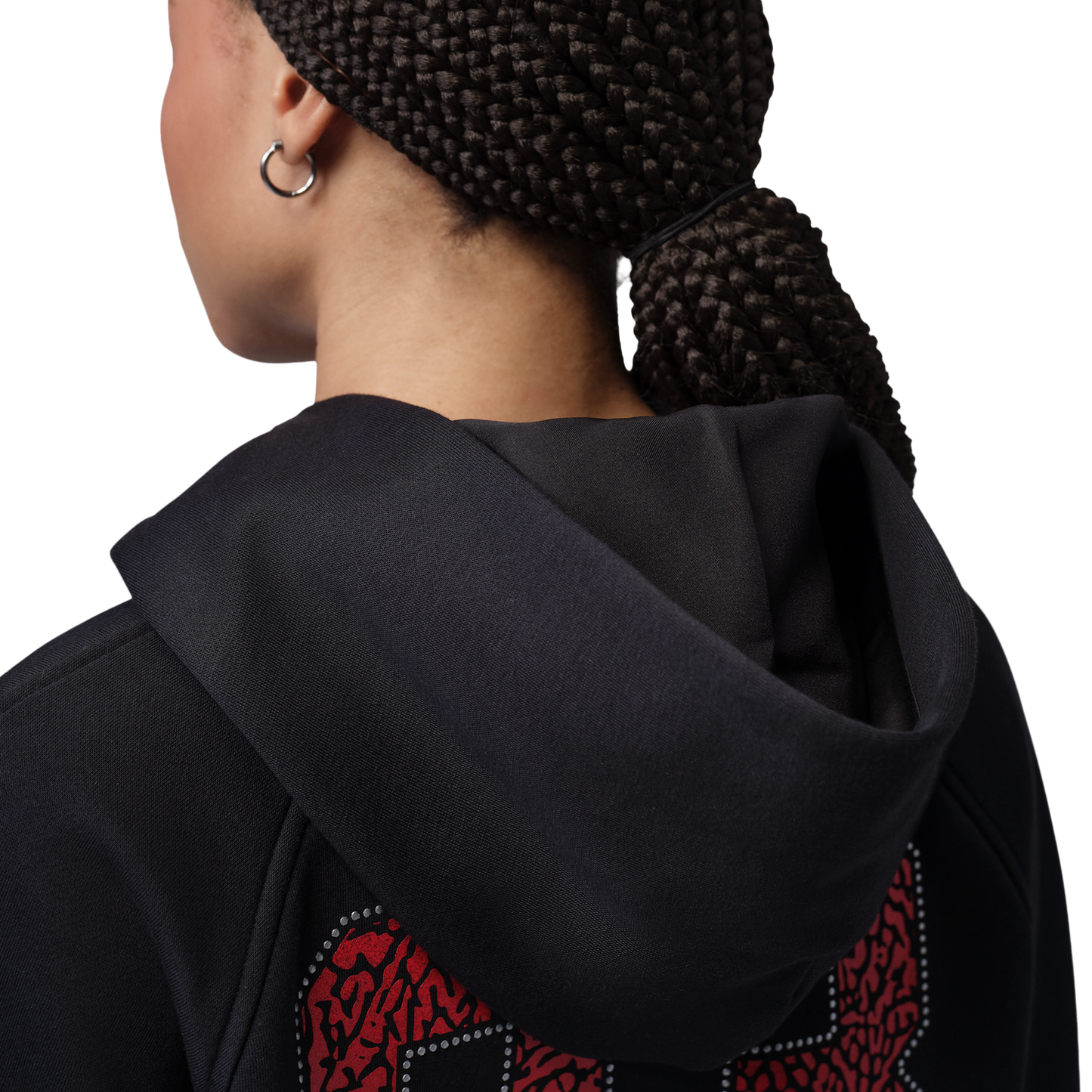 Jordan Brooklyn Fleece MC NG 26 Crop Pullover Hoodie - Women's - Black/Red