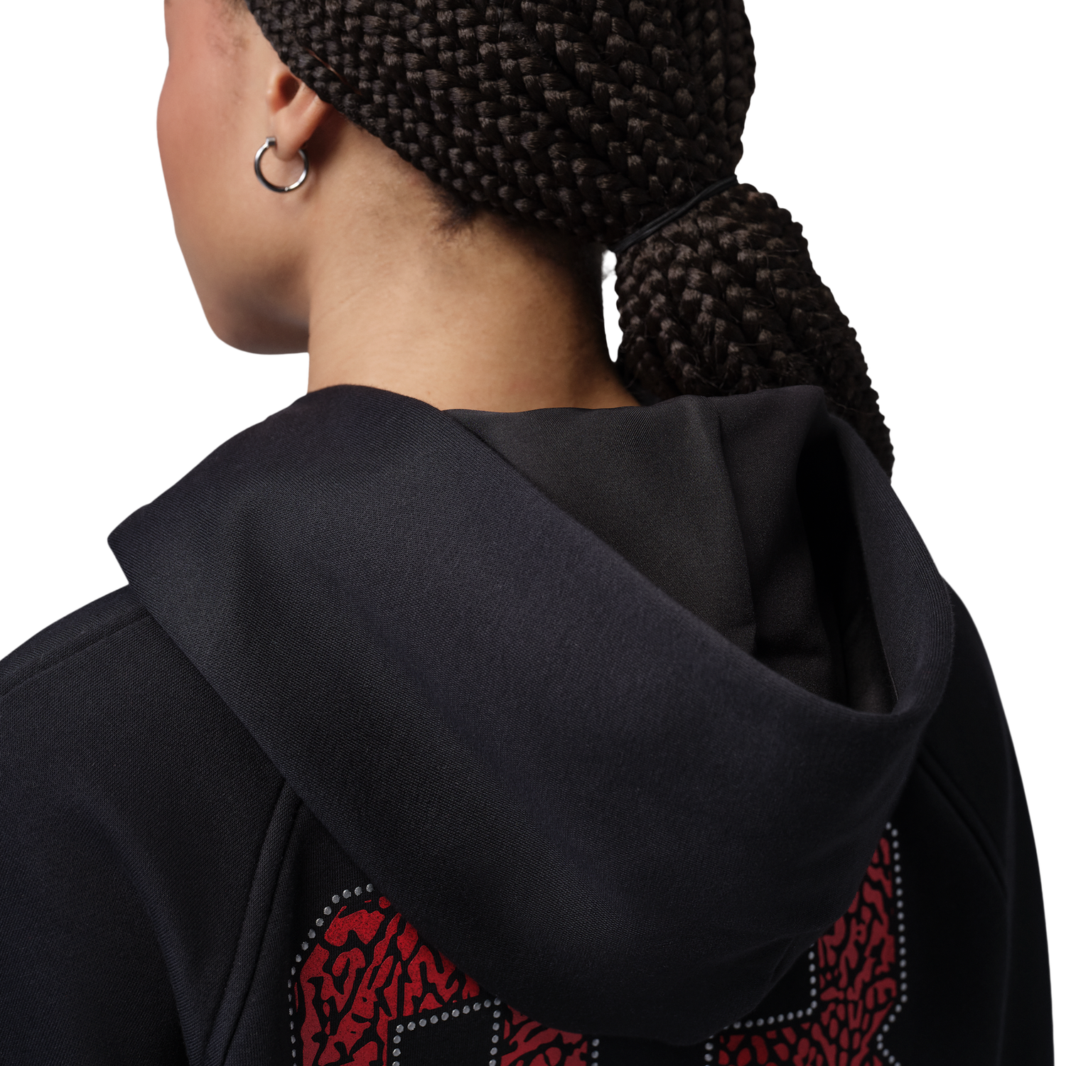 Jordan Brooklyn Fleece MC NG 26 Crop Pullover Hoodie - Women's - Black/Red